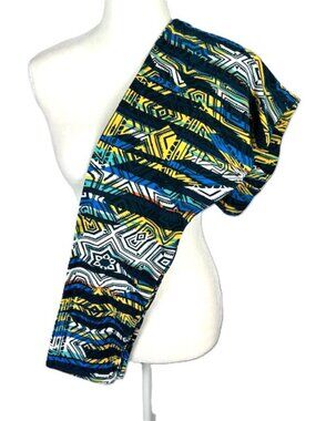 LuLaRoe TC2 Leggings 2XL Aztec Tribal Geometric Green Yellow White Black Orange